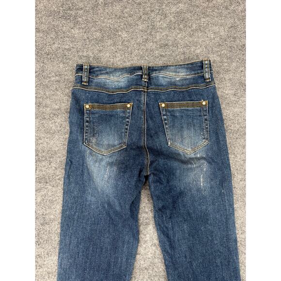 Candace Women's Embroidered Jeans Size 9 Skinny Fit Vintage Y2K Rainbow Key - Picture 12 of 16